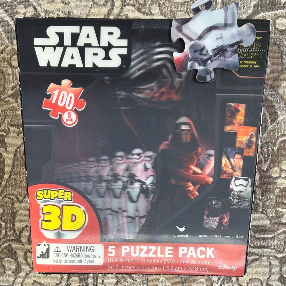 STAR WARS Super 3D 5 Puzzle Pack. Never Used Lenticular Puzzles Disney Like New